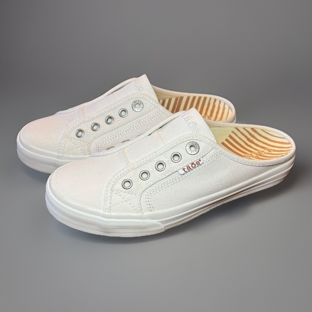 Taos Ez Soul White Canvas Slip On Sneaker Slides Womens Size US 8 - Picture 3 of 10